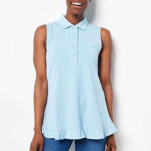 Isaac Mizrahi Live! NWT Sleeveless Collared Top w/ Ruffle Hem